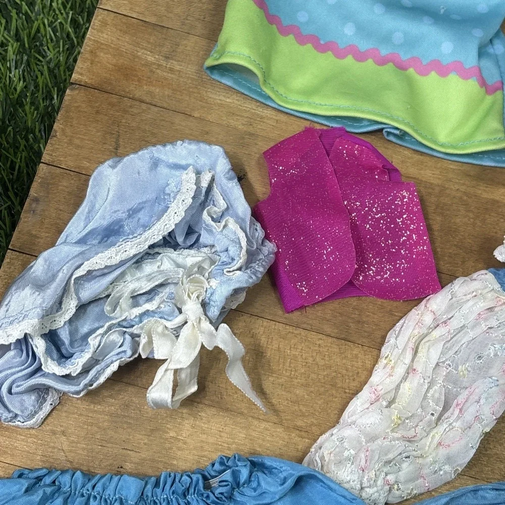 Vintage Doll Clothes Lot 11 Pc Dresses Bonnets Gowns Outfits Barbie Size Mixed